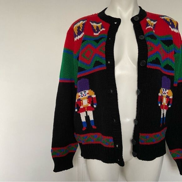 Croft & Barrow classic vintage Nutcracker Christmas ugly sweater cardigan - Picture 13 of 14
